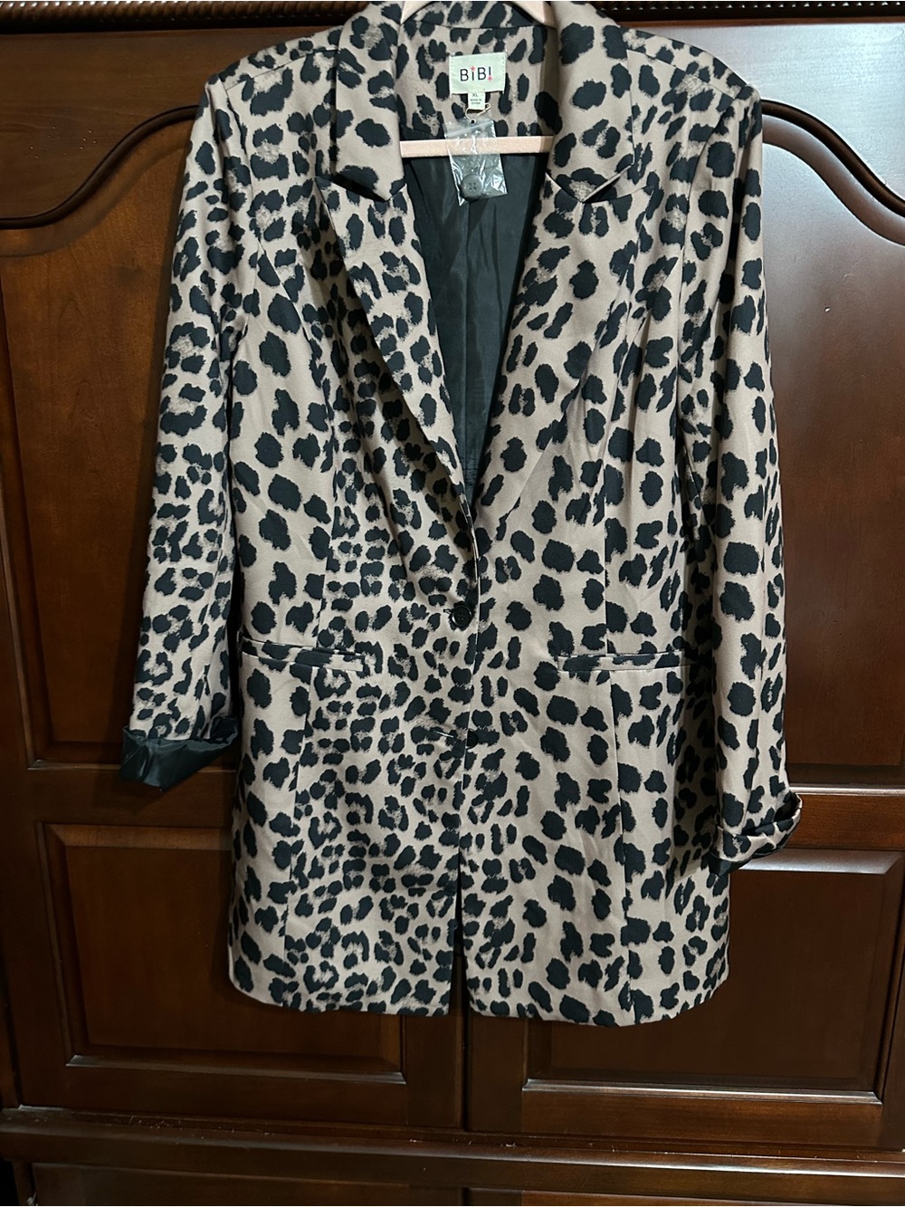 BiBi Beige and Black Leopard Print Blazer